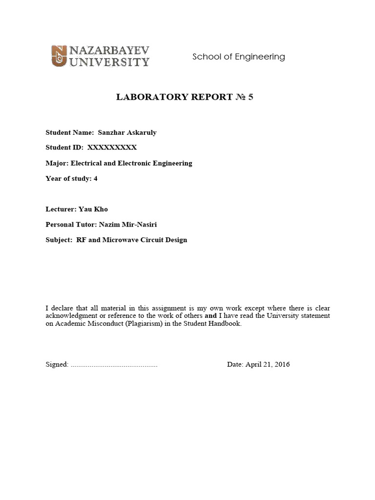 RF System Lab Report: Design Insights | PDF | Electronics | Electricity