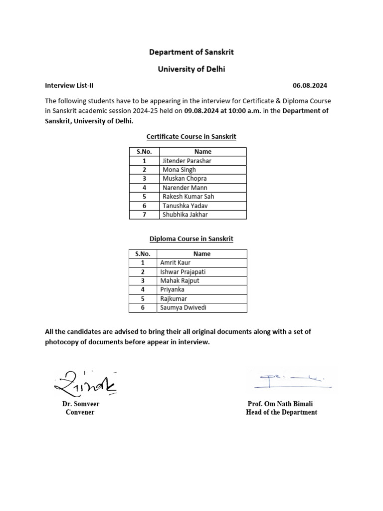 Interview list-II | PDF