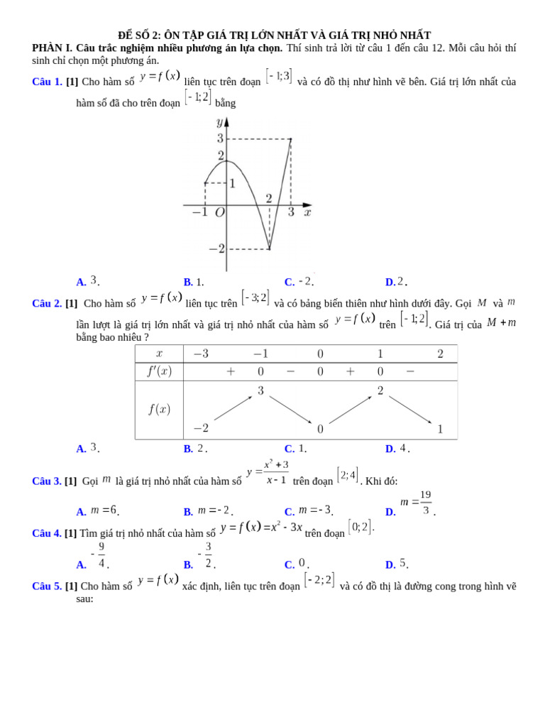 Bài 2. GTLN, GTNN | PDF