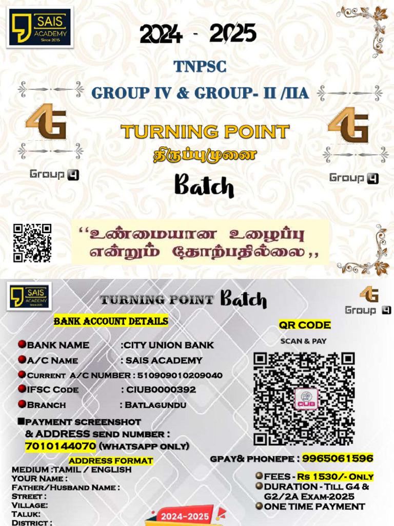 Turning Point Batch Schedule | PDF