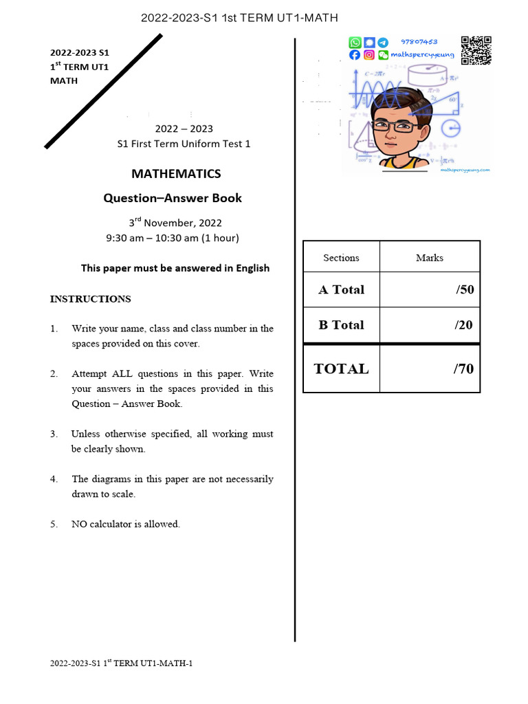 2022-2023-S1 1st TERM UT1-MATH | PDF | Numbers | Elementary Mathematics