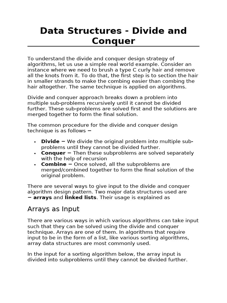 Data Structures Divide and Conquer | PDF | Computing | Mathematical Logic