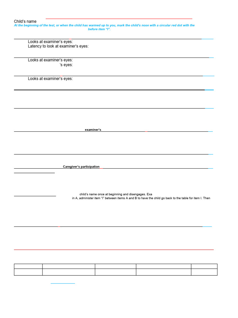 RITA-T Scoring Sheet for Autism | PDF | Attention | Cognitive Psychology
