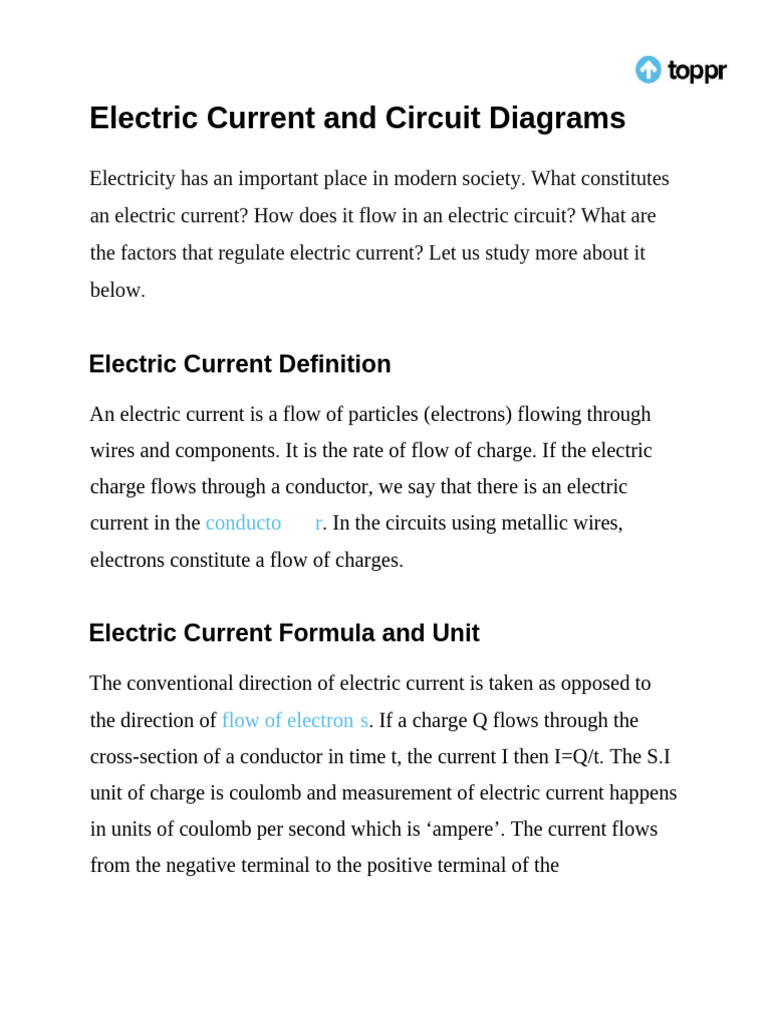 Class 10 Science Chapter 12 Electricity Revision Notes | PDF ...