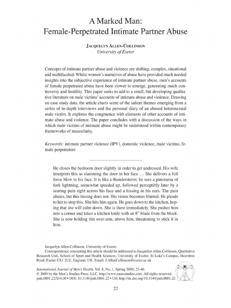 A Marked Man Female-Perpetrated Intimate Partner Abuse | PDF