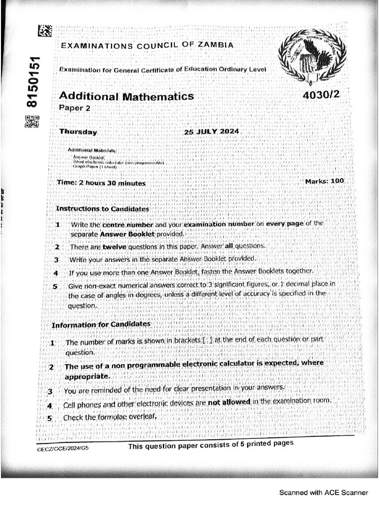 Addma GCE 2024 Paper 1&2-1 | PDF