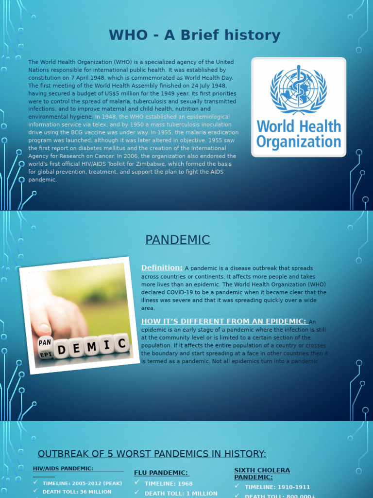 WHO - A Brief History | PDF | Pandemic | World Health Organization