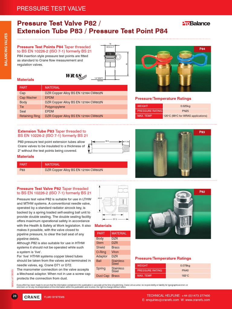 Crane Pressure Test Valves Overview | PDF | Valve | Equipment