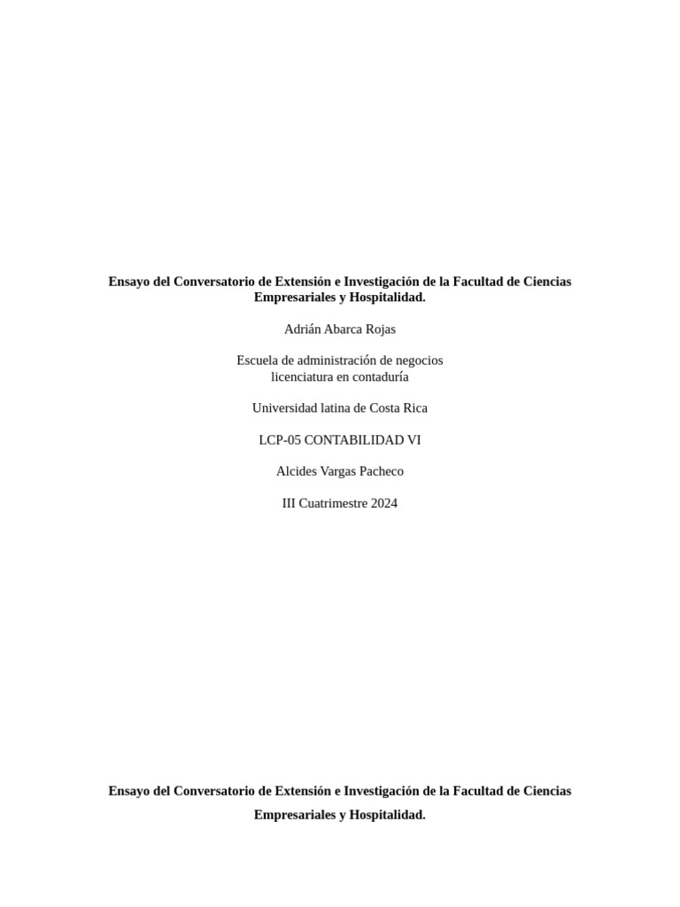 Ensayo Del Conversatorio de Extensión e Investigación de La Facultad de ...