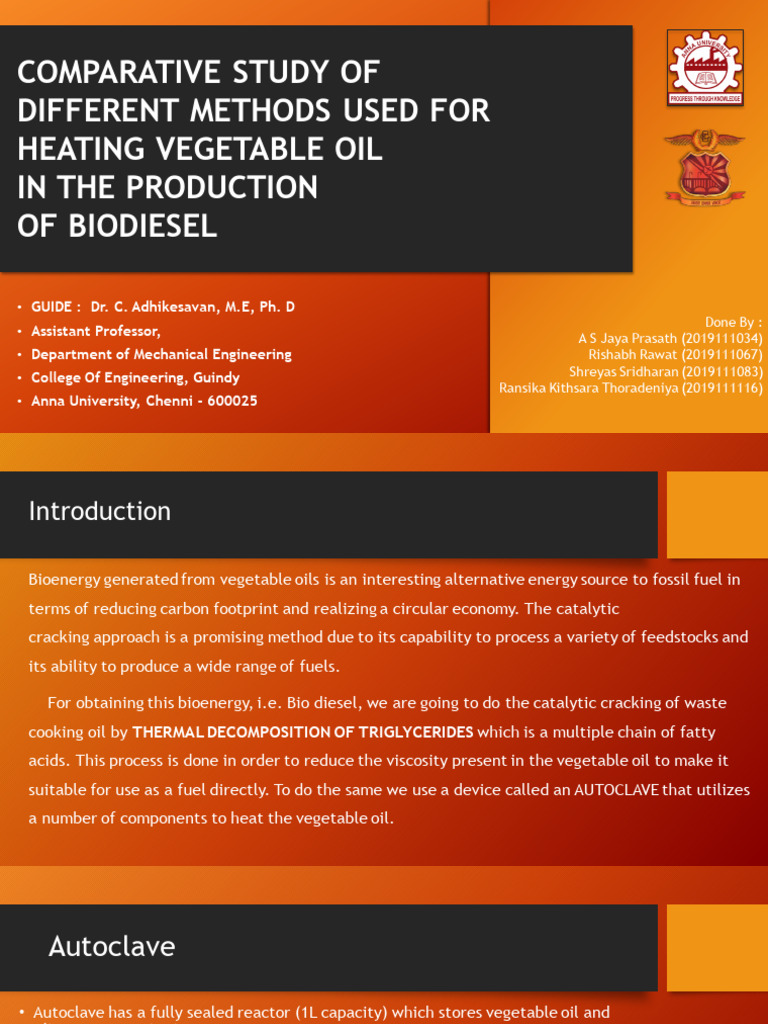 Methods for Heating Vegetable Oil in Biodiesel Production | PDF ...
