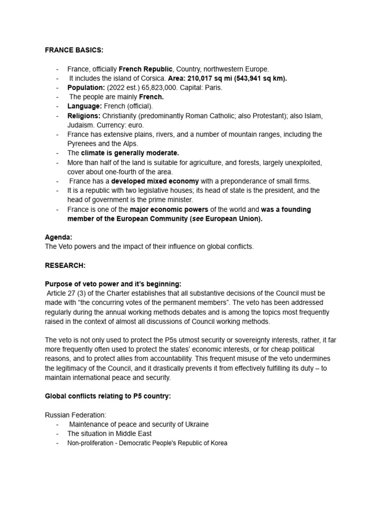 France's Role in Veto Power Dynamics | PDF | United Nations Security ...
