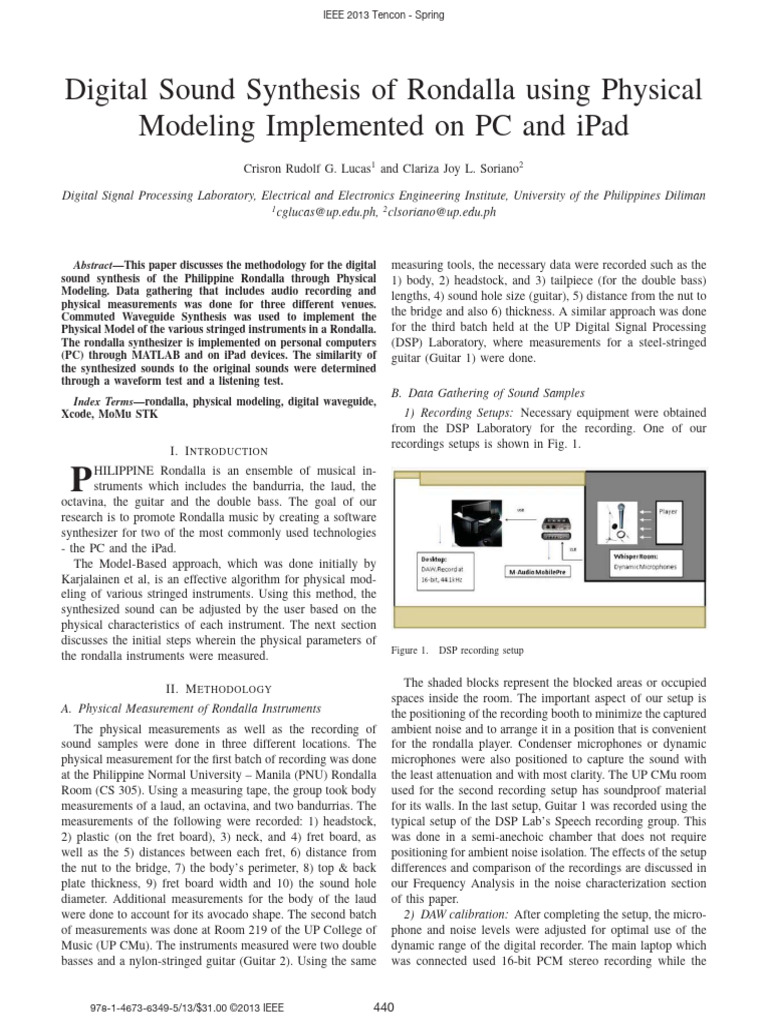 Rondalla Sound Synthesis via Physical Modeling | PDF | Guitars ...
