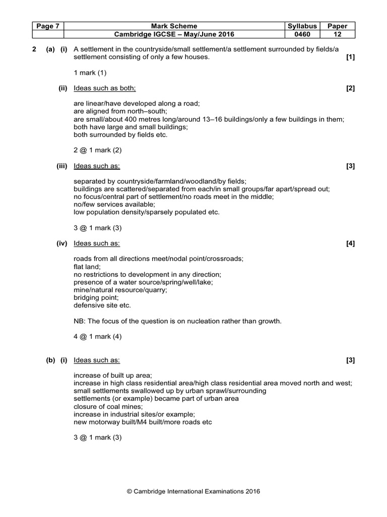 Cambridge IGCSE Geography Mark Scheme | PDF | Economies