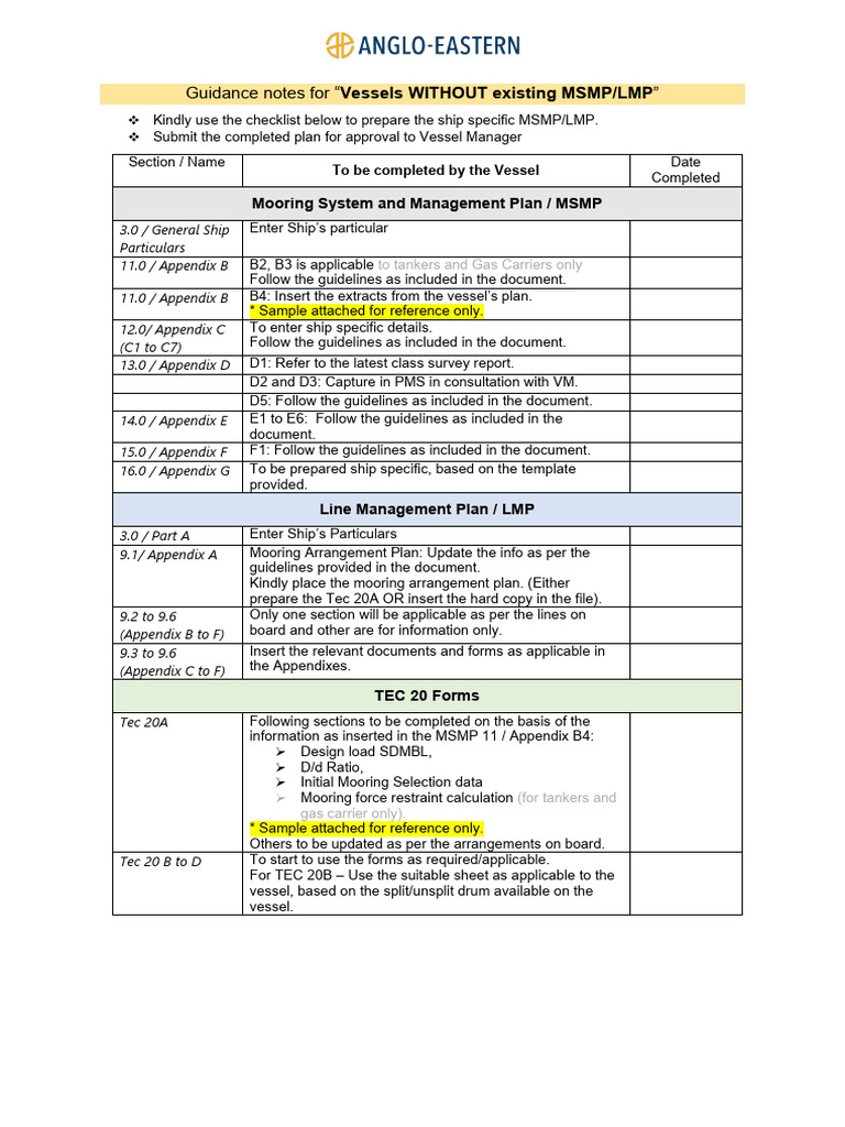 MSMP/LMP Guidance for Vessels | PDF | Shipping | Water Transport