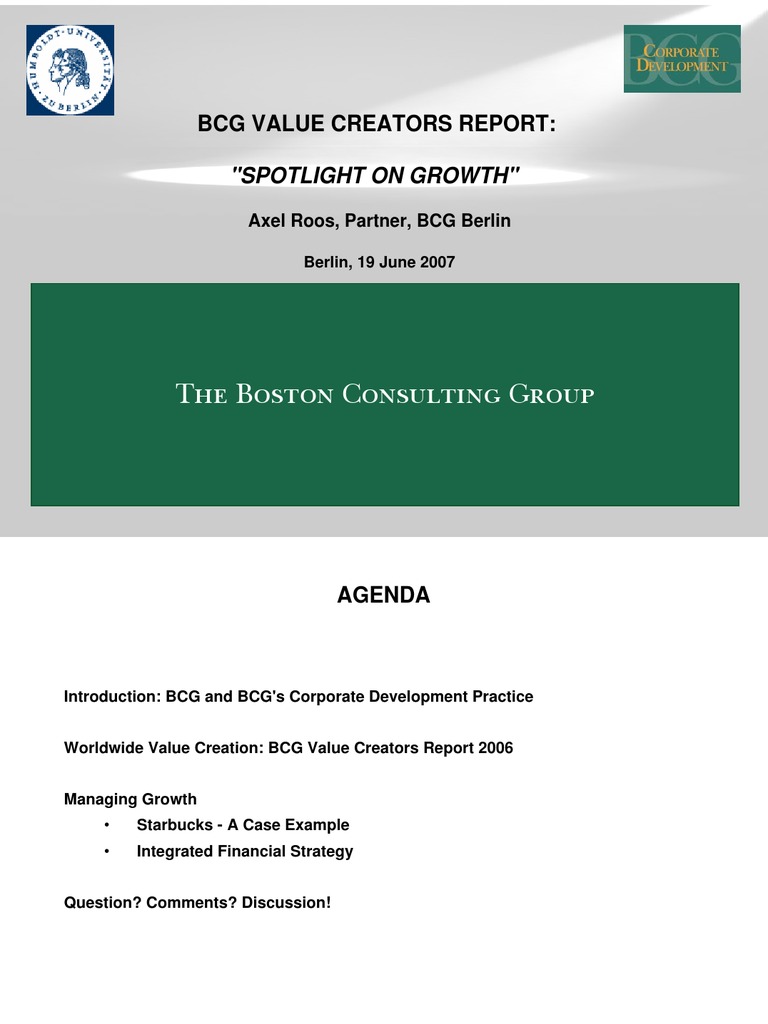 BCG Praesentation 20070619 | PDF | Starbucks | Strategic Management