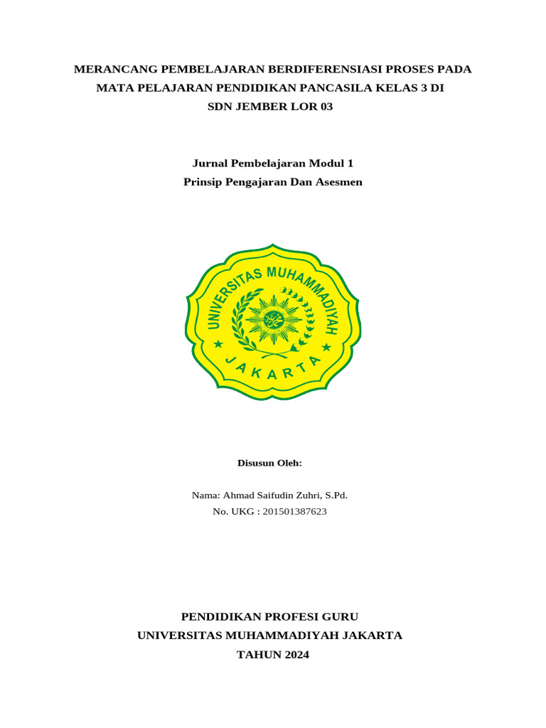 JURNAL PEMBELAJARAN MODUL 1 TOPIK 2 PPG A.SAIFUDIN Clear | PDF | Karier ...