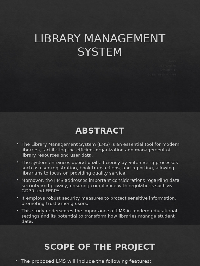 Library Management System Overview | PDF | Databases | Libraries
