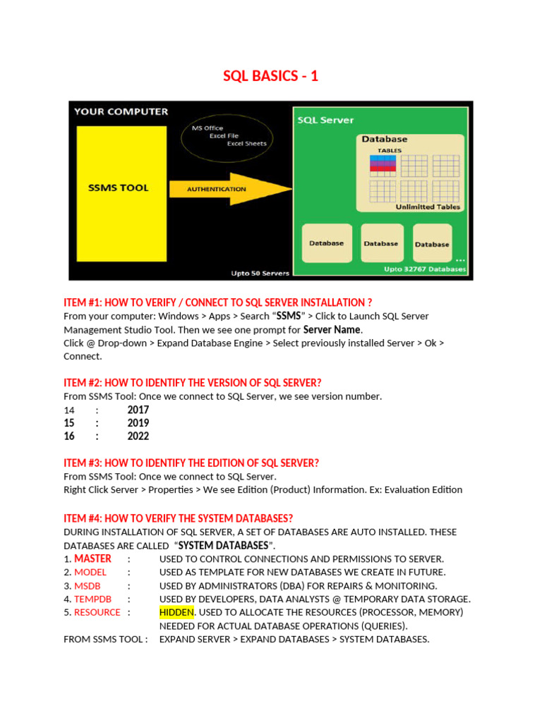 3 1 DB Basics, SQL Basics v1 | PDF | Microsoft Sql Server | Databases