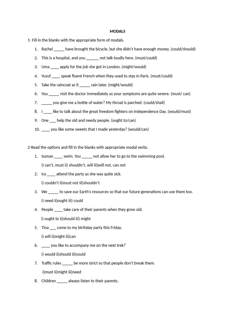 Modals 10 Cbse Pdf