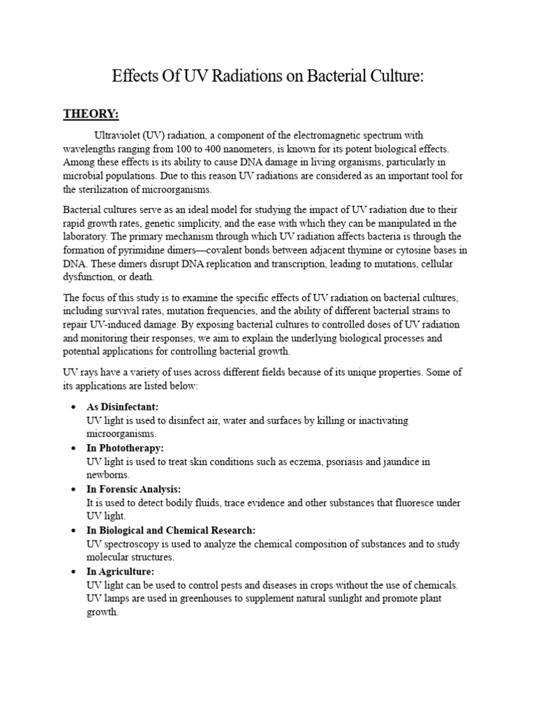 UV Radiation Effects on E. coli Growth | PDF | Ultraviolet | Dna ...