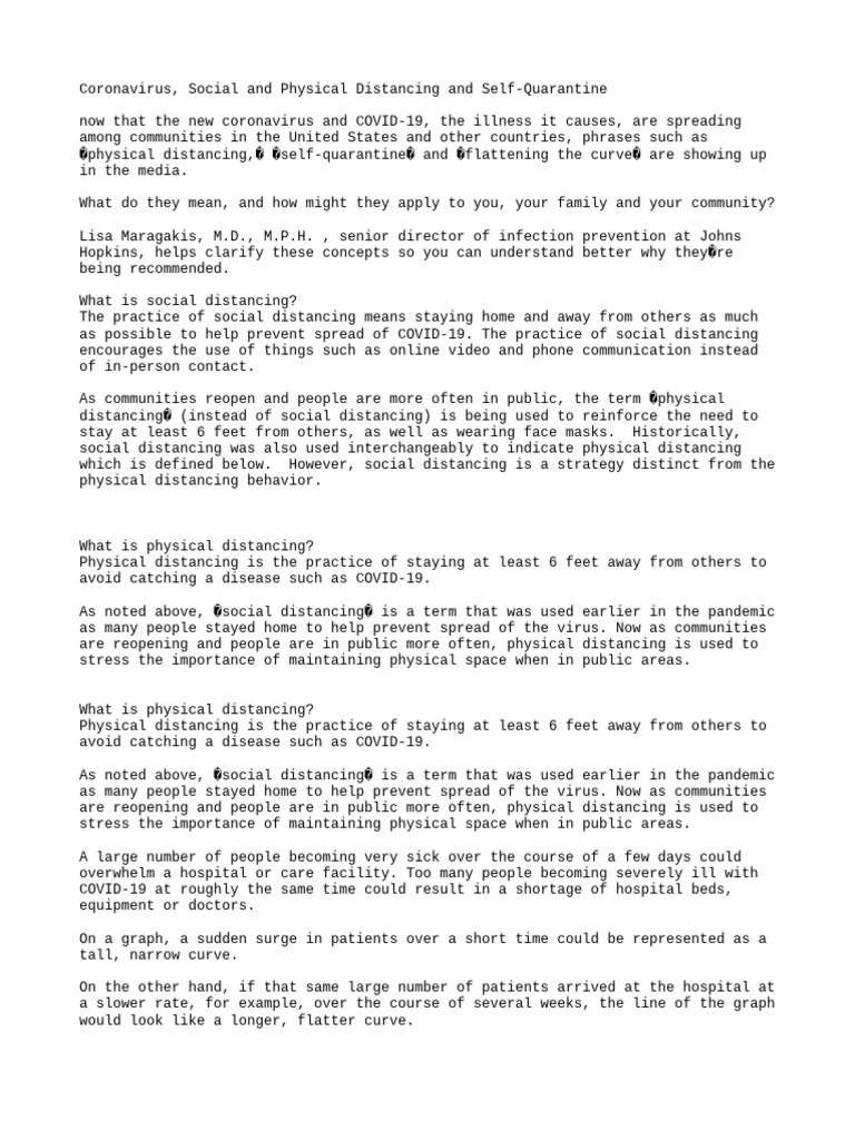 Advise Social Distancing | PDF | Quarantine | Hospital