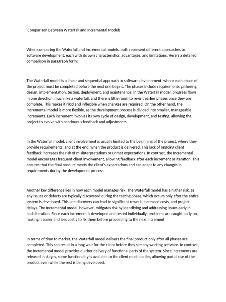 Waterfall vs Incremental Model Comparison | PDF | Software Development ...