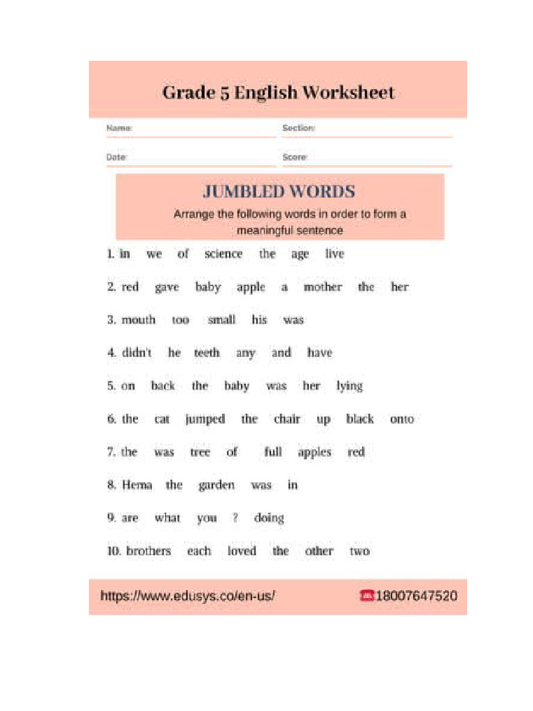 English 5 TH Grade | PDF