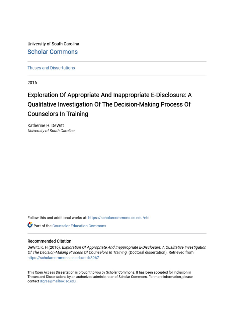 Exploration of Appropriate and Inappropriate E-Disclosure - A Qual ...