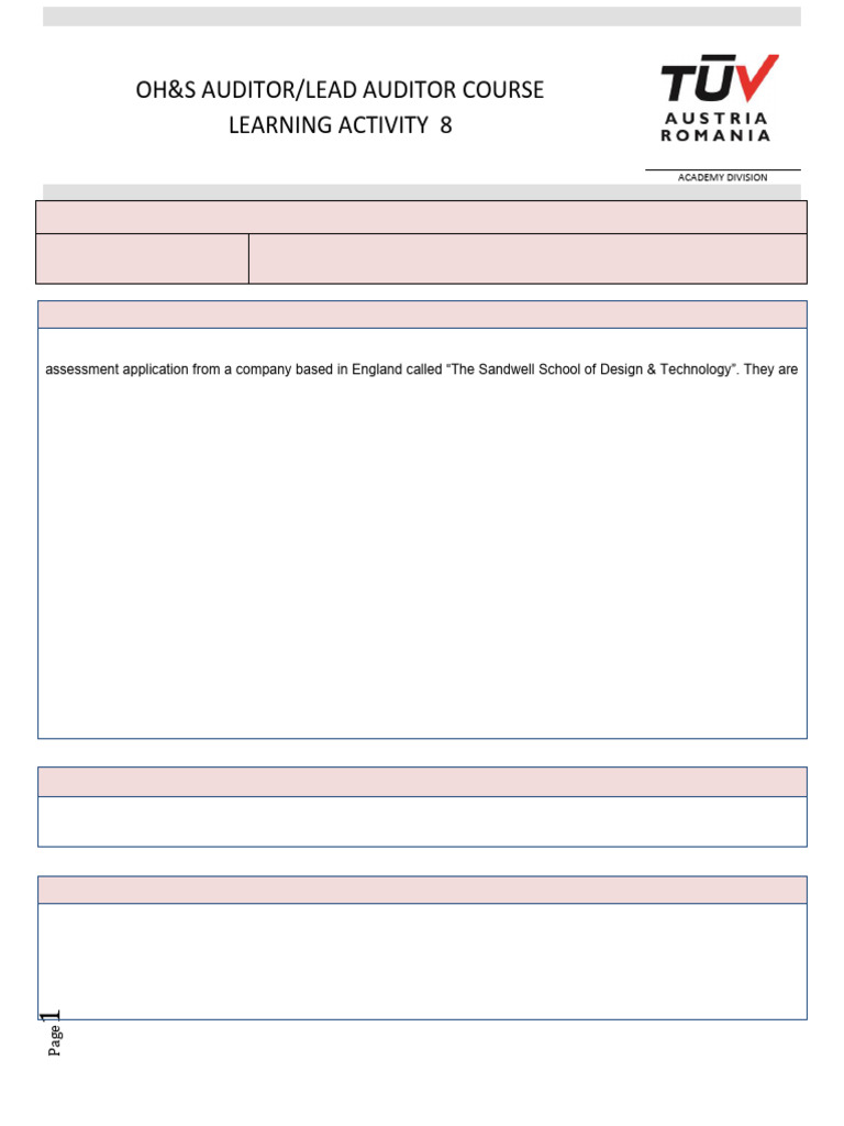 Learning Activity 8 - Done | PDF | Audit | International Organization ...