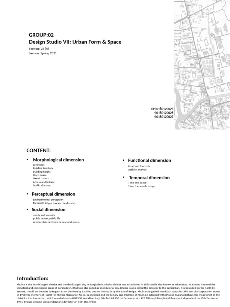Khulna Urban Form Analysis 2021 | PDF | Road | Traffic