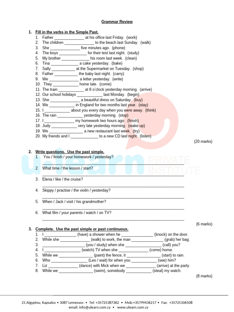 Past Simple Past Continuous Review Worksheet Templates Layouts - 102534 ...