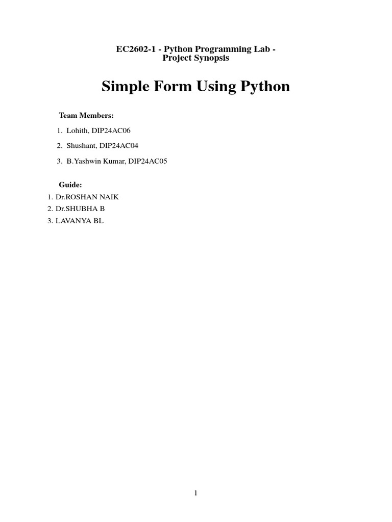 Project Synopsis | PDF | Python (Programming Language) | User (Computing)