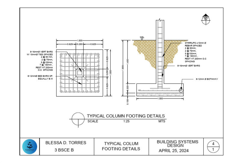 Column Footing Design Details | PDF | Reinforced Concrete | Composite ...