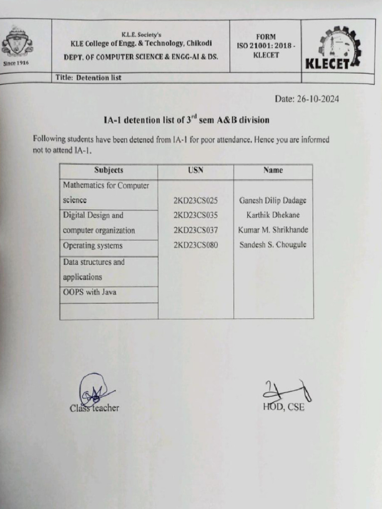 IA-1 Detention List | PDF