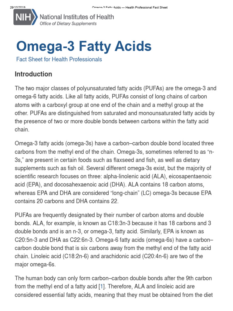 Omega-3 Fatty Acids: Health Facts | PDF | Omega 3 Fatty Acid ...