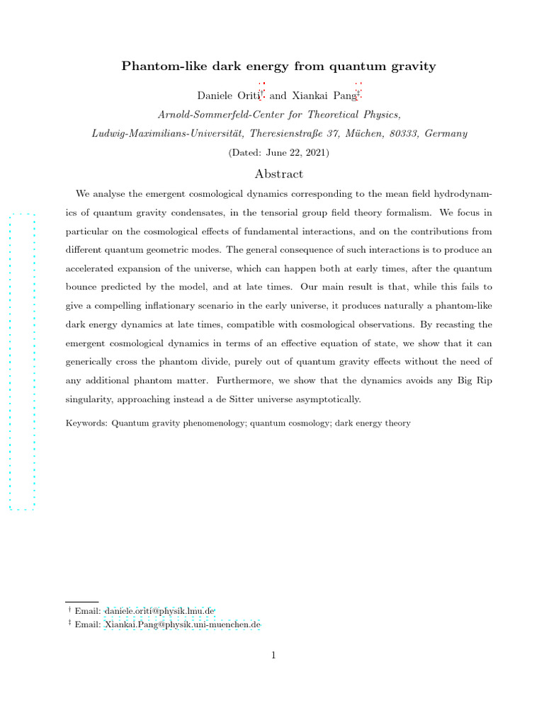 Phantom like dark energy from quantum gravity pdf quantum gravity