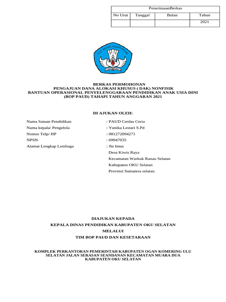 Proposal Bop Tahap 1 Tahun 2021 | PDF | Kesehatan Holistik