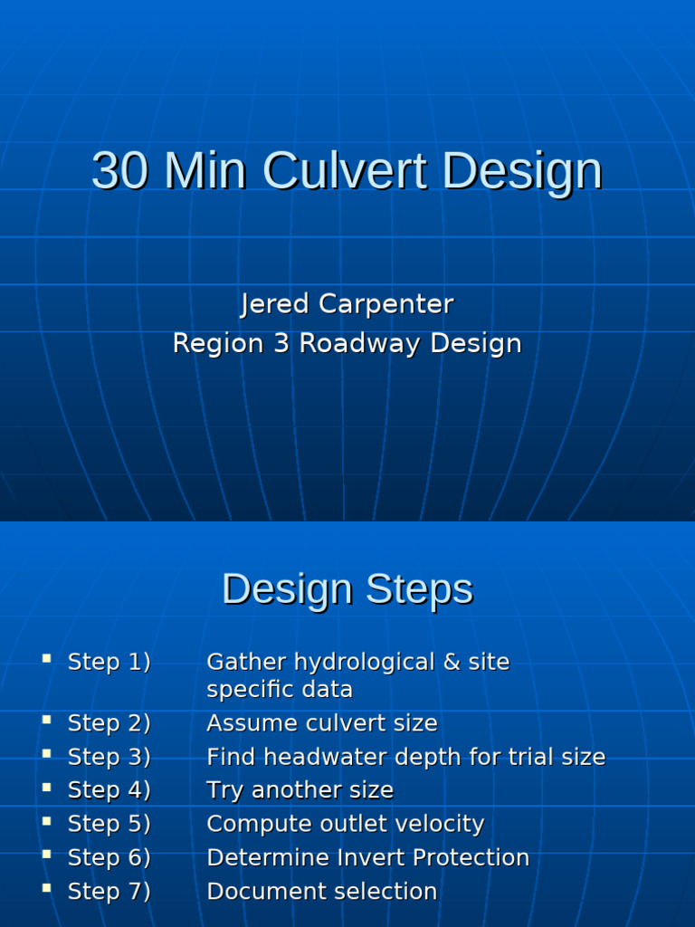 30-Minute Culvert Design Guide | PDF | Earth Sciences | Civil Engineering
