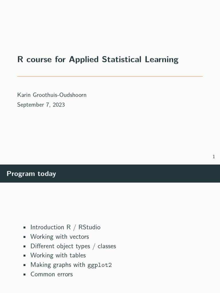 R Course: Applied Statistical Learning | PDF | R (Programming Language ...