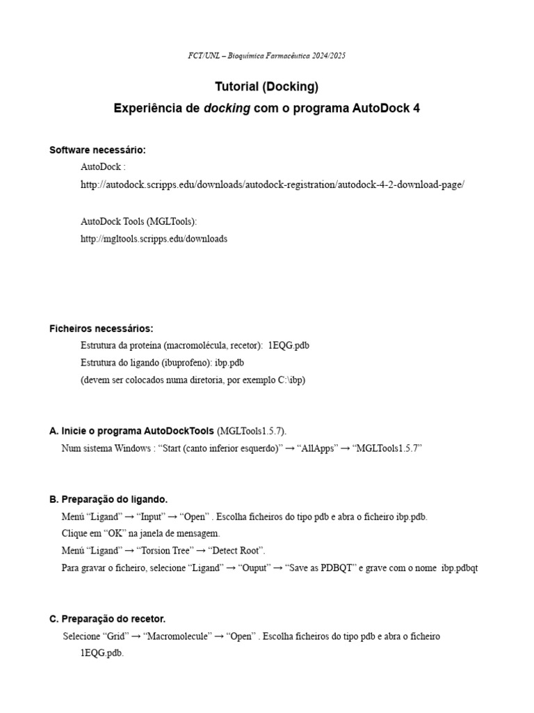 Tutorial de Docking com MGLTools | PDF | Janela (informática) | Moléculas