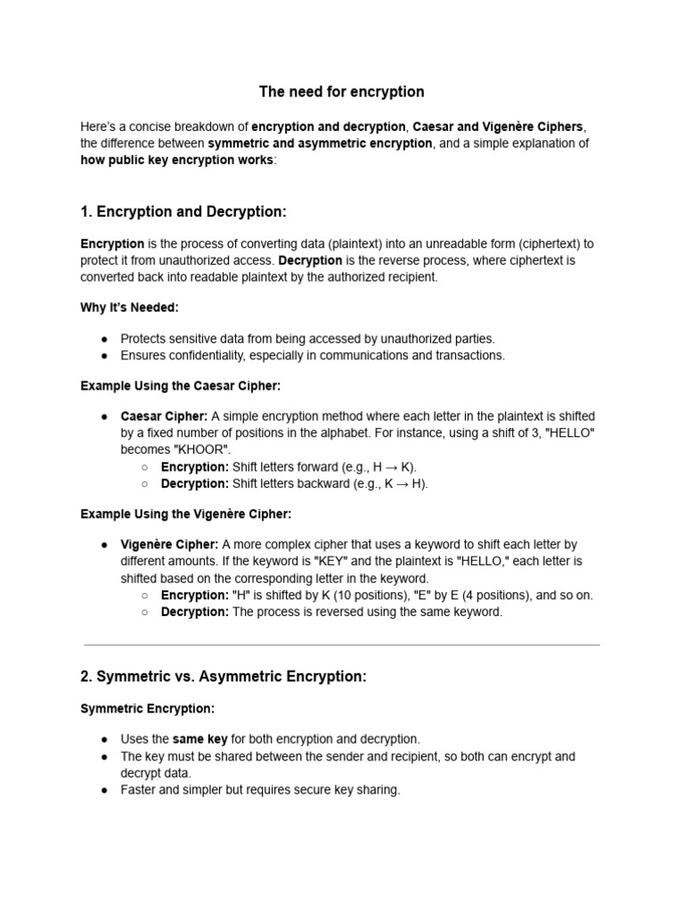 Need For Encryption | PDF | Key (Cryptography) | Encryption