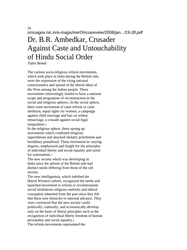 Ambedkar's Fight Against Caste System | PDF | Caste | Dalit