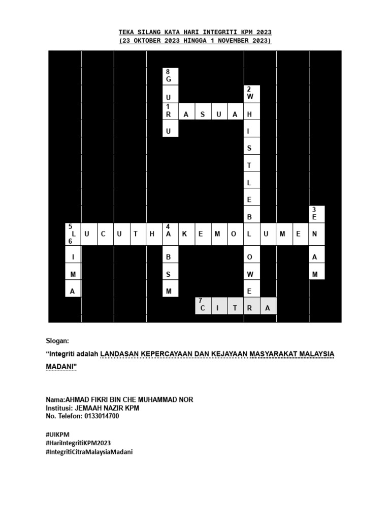 AFCMNZTEKA SILANG KATA HARI INTEGRITI KPM 2023.word PDF