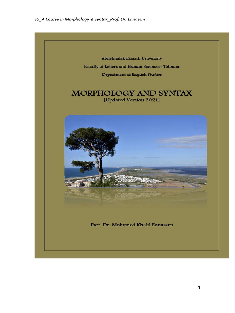 S5 Morphology & Syntax Manual Dr. Ennassiri | PDF | Morphology ...