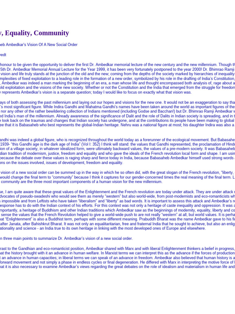Ambedkar's Vision for Social Equality | PDF | Marxism | Liberalism