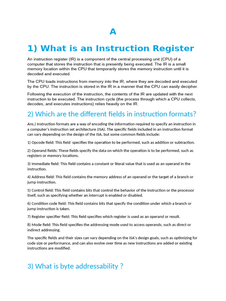 Understanding Instruction Registers and CPU Functions | PDF | Computer ...