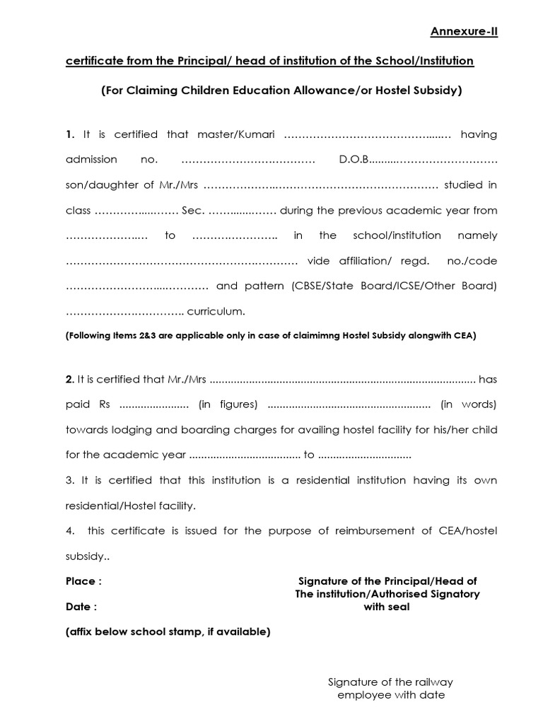 Children Education Allowance Form Guide | PDF | Wellness