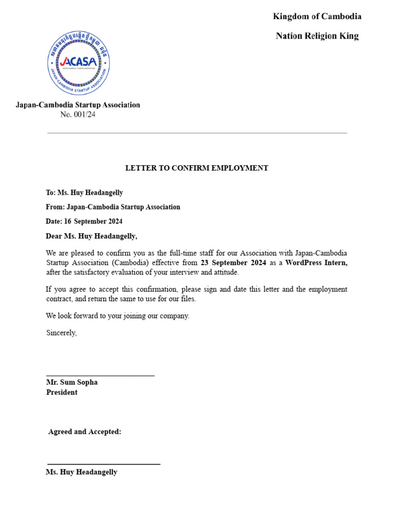 Letter To Confirm Employment | PDF | Career & Growth