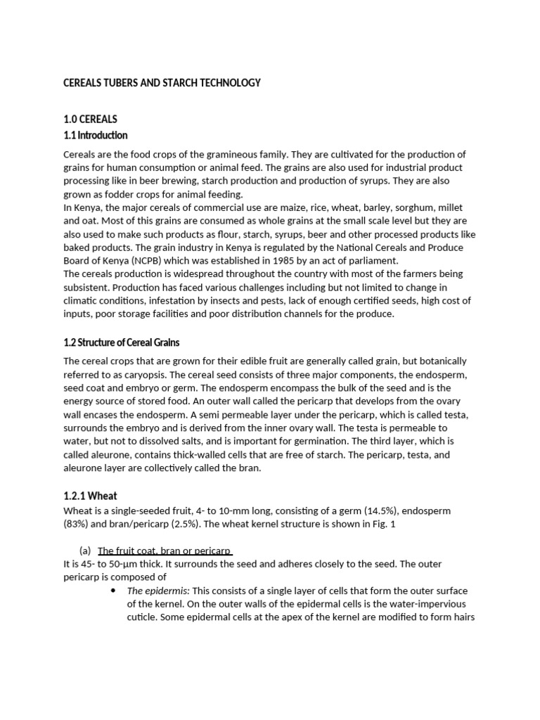 Cereal and Tubers Overview in Kenya | PDF | Seed | Cereals