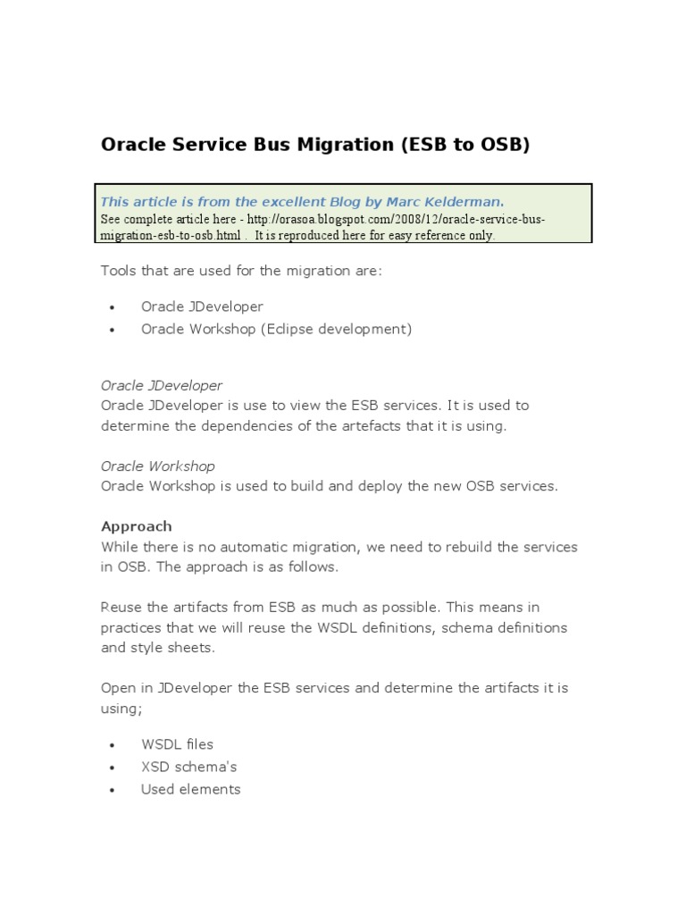 Oracle Service Bus Migration (ESB To OSB) | PDF | Xml Schema | Software ...